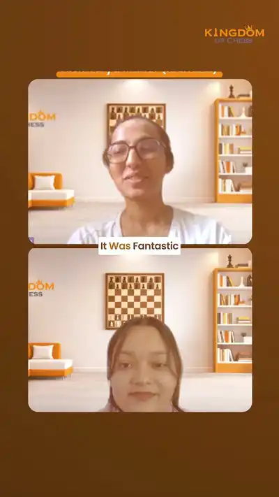 Two Kingdom of Chess coaches answering the question to camera