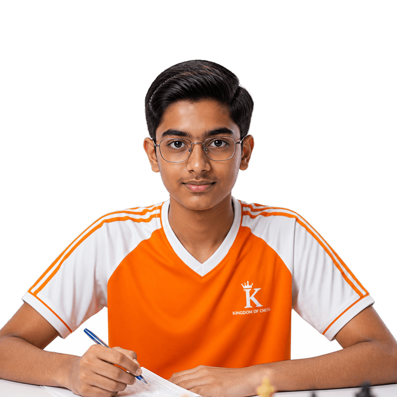 A Kingdom of Chess student writing his moves on a scoresheet at a tournament board